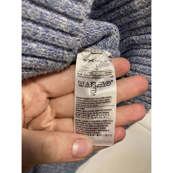 Banana Republic Blue Heathered Chunky Knit Cotton Blend Sweater Size L - Picture 5 of 6